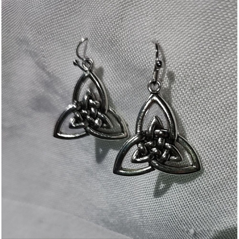 Silver Tone Celtic Knot Earrings